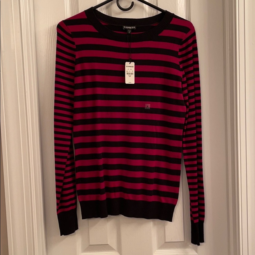 Express Striped Crew Neck Sweater